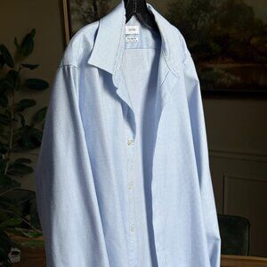 Calvin Klein Infinite Non-Iron Slim Fit Dress Shirt 16 34/35 Blue Micro Check St